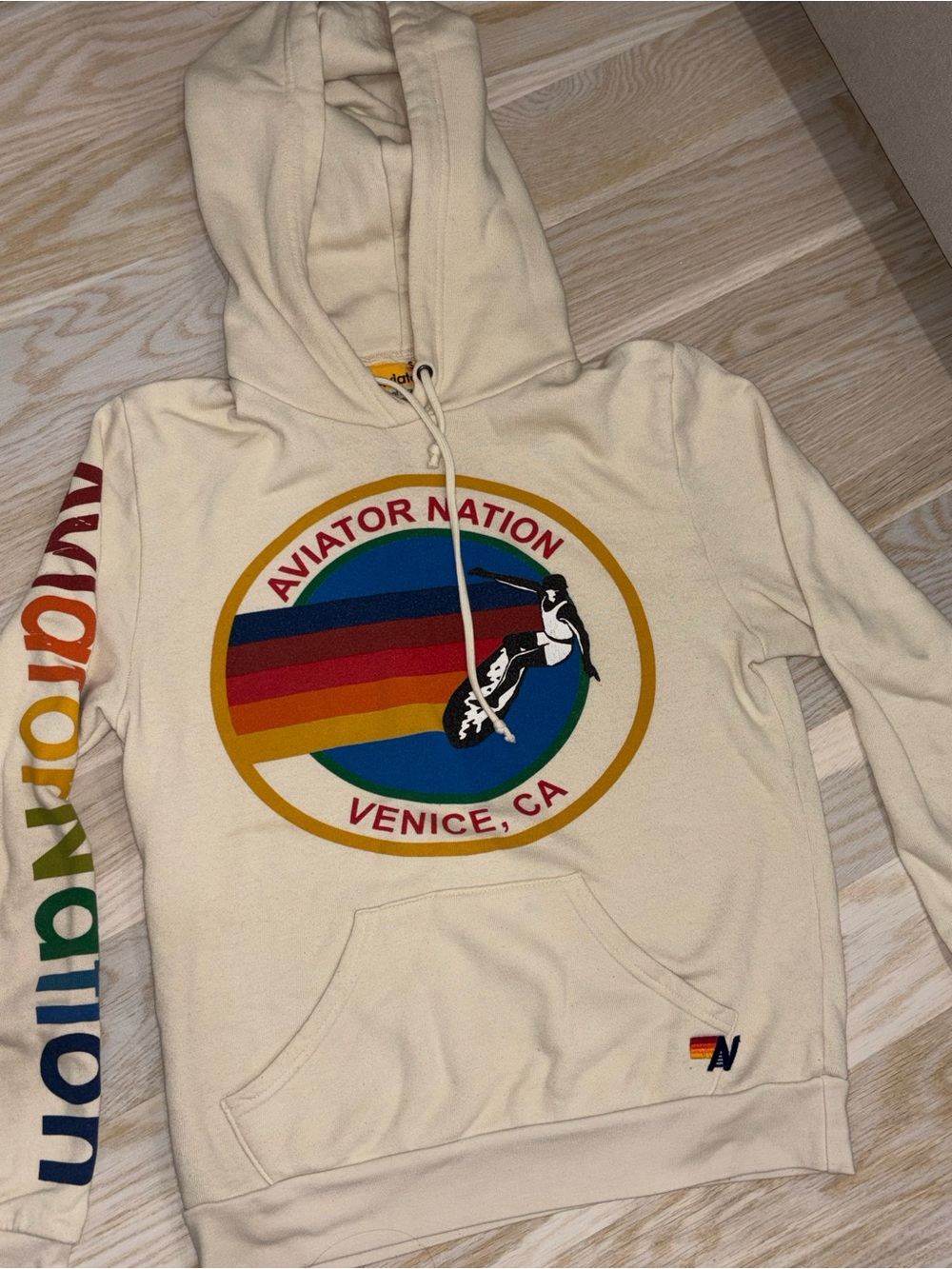 Aviator Nation Cream Hoodie size Small - Picture 3 of 4